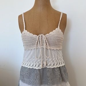 Cream white and grey dress